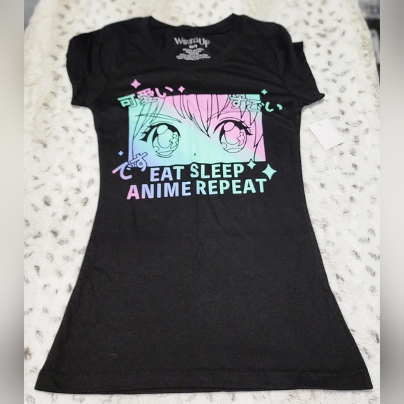 Eat, Sleep, Anime, Women's Short Sleeve Graphic Tee,Top - Picture 1 of 8